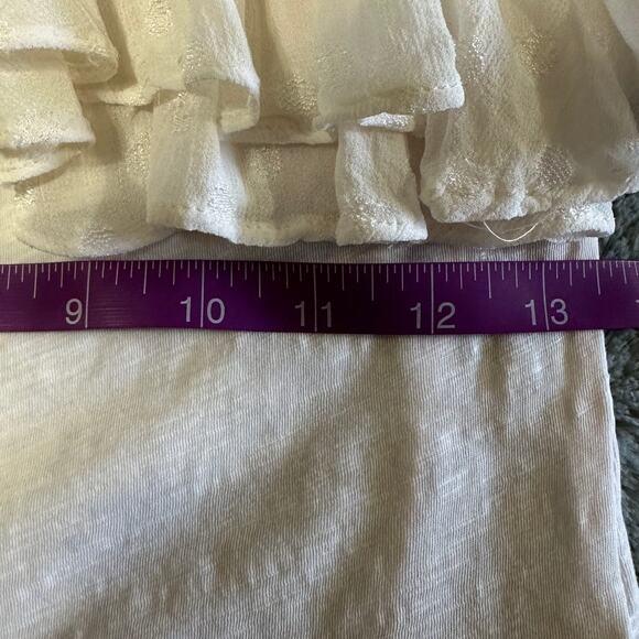 By Anthropologie Ivory Ruffle One Shoulder Asymmetrical Top Size S - Picture 6 of 7